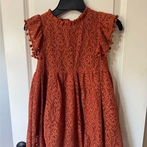 Charming Orange Lace Kids Dress